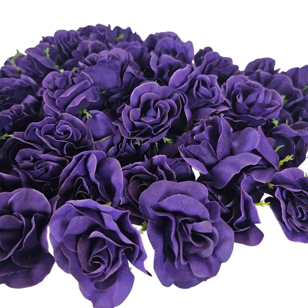 105 Purple Silk Rose Heads Lot Open Roses Buds Stemless Wedding Craft Decor